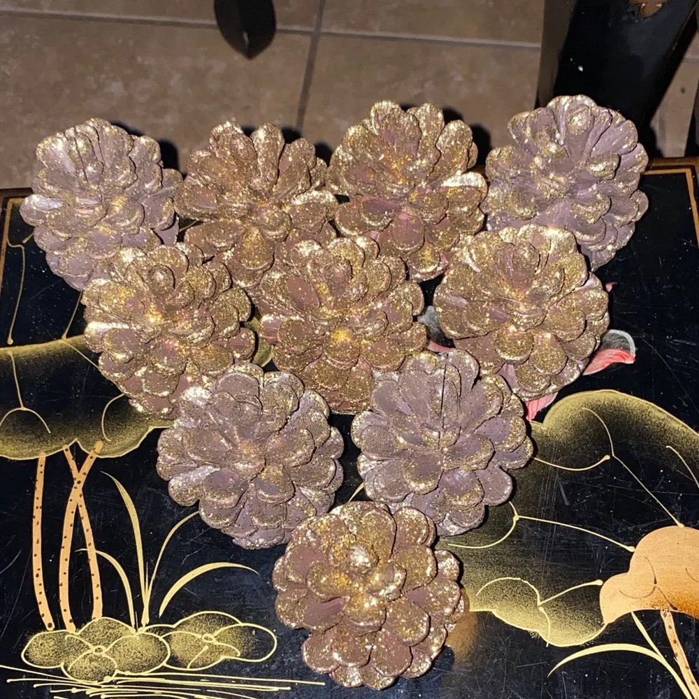 BX40 Vintage Gorgeous Set Of 10 Pinecone Napkin Rings